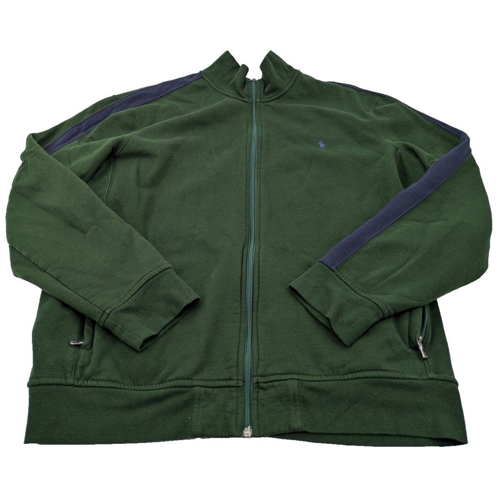 Polo Ralph Lauren Jacket Mens XXL Green Blue‎ Striped Track Full Zip Pony